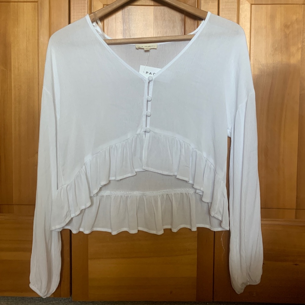 PacSun White Flowy Long Sleeve Top